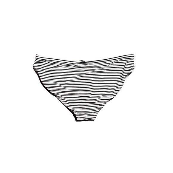 CONVERSE Black & White Striped Low Rise Bikini Bottom W/ Rope Accent Size M - Picture 2 of 3